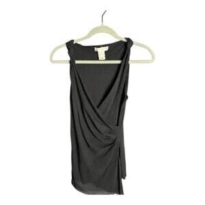 White House Black Market Black Mesh Wrap Top Nylon Size Medium